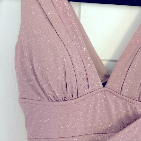 Windsor Glitter Bodycon Mini Dress Nude Built in Bra Draped Scrunch Butt Small - Picture 5 of 9